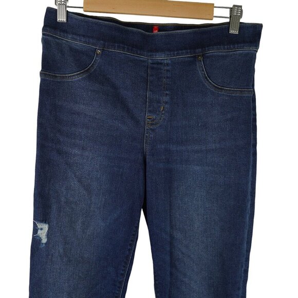 Spanx Womens Distressed Skinny Jeans Dark Wash Size L Cotton Blend Casual Style - Picture 4 of 9